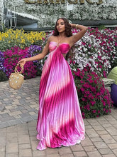 Aiertu - Rainbow Halter Pleated Suspender Large Swing Women Dress Summer Beach Backless Slim Dresses 2025 Summer Vacation Chic Lady Robe Aiertu