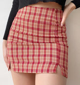 Aiertu - Red Cara Plaid Skirt - new trend inspo - trashy outfits - dinner outfits Aiertu