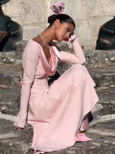 Aiertu - Sexy Backless Bow Long Sleeve Slim Dress For Women Stack Neck Elegant Draped Maxi Party Dresses Female Autumn New 2026 Aiertu