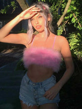 Aiertu - Women's Pink Plush Corset Top Vintage Y2k Sexy Camisole Off Shoulder Crop Top Sleeveless Vest Aesthetic Tank Top 2000s Clothes Aiertu