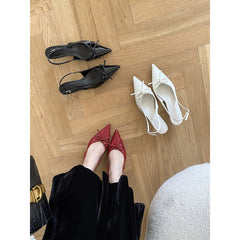 Aiertu - Closed Toe Sandals Fashion Womens Shoes 2025 High Heels Med Espadrilles Platform Luxury Stiletto High-heeled Elastic Band Girls Aiertu