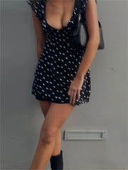 Aiertu - Sexy Mesh Patchwork Mini Dress Female Sleeveless V-Neck Contrast High Waist Slim Party Dress For Women Summer Y2k Dress Aiertu