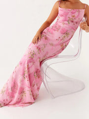 Aiertu - Women s Floral Print Spaghetti Strap Maxi Dress with Sleeveless Open Back Design for Summer Beach Parties and Events Aiertu