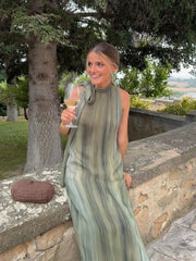 Aiertu - Elegant Tie Dyed Lace Up Dress For Women Fashion Side Split Off Shoulder Sleeveless Loose Dresses 2026 New Lady Party Vestido Aiertu