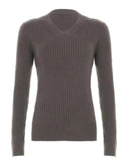 Aiertu -Vintage V-Neck Striped Long Sleeve Sweater aiertu