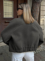 Aiertu - Stand Collar Short Jacket For Women Fashion Loose Single Breasted Coat Casual 2025 Spring Autumn New Solid Woman Outwear Aiertu