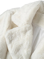 Aiertu - casual winter outfits Winter Long White Fluffy Warm Oversized Faux Fur Coat Women with Hood Lapel Sashes Loose Korean Fashion Outerwear Aiertu