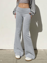 Aiertu - summer inspo Hot Gray Slim Low Waist Casual Sweatpants For Women Black Solid Simple Basic Flared Pants Sports Jogging Trousers Aiertu