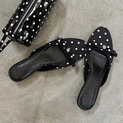 Aiertu - New Summer Thin Low Heels Slippers Women Fashion Butterfly-knot Open Toe Sandals Female Slides Shoes Aiertu
