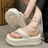 7cm Thick Women Flip Flops New Split Toe Muffin Platform Slippers High Summer Flat Slippers Casual EVA Sole Thick Slippers Aiertu