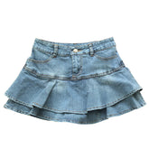 Aiertu summer inspo Ruffle Pleated Shorts Skirts Women Summer Low Waist A Line Y2K Denim Skirt Mini Short Jeans Skirts Outdoor Sex Skirt Woman Aiertu