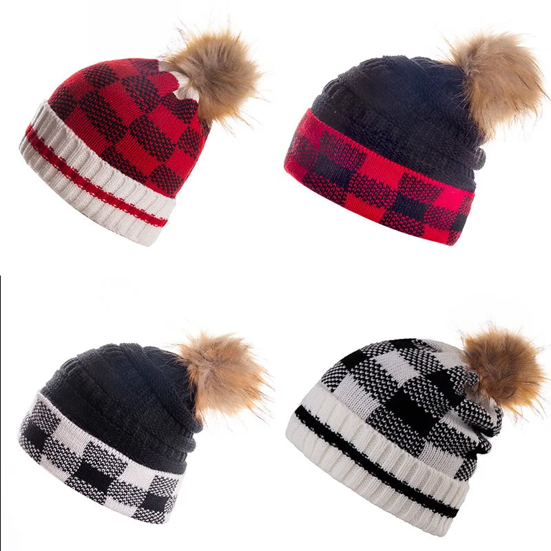 Aiertu - Knitted Beanie Women's Men Knitted Caps Skullcap Autumn Winter Warm Hats Adult Acrylic Elastic Skullies Beanies Cap Knit Hat Aiertu