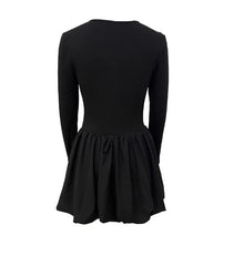 Aiertu Women's Fashion Autumn & Winter Long Sleeve Slim Sexy Flower Bud Hem Suspender Dress Female High Waist Sweet Sexy Mini Dresses Aiertu