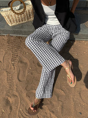 Aiertu Casual Plaid Wide Leg Pants shopify