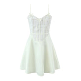 Aiertu - Sexy Sweet Girl Patchwork Sling Mini Dress Women A-line Mini Bow Summer Party Dresses Elegant Vestidos Aiertu