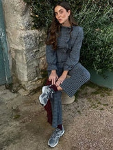 Aiertu - Elegant Plaid Ruffled Women Jumpsuit Long Sleeve Half High Collar Single-breasted Shirt Female Romper 2026 Pocket Straight Pants Aiertu