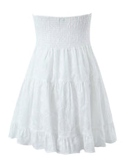 Aiertu New Women White Strapless Lace Dress Sweet Ladies Sexy Mini Party Robe Aiertu