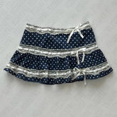 Aiertu - Y2K new versatile niche girls casual polka dot white edge lace skirt Aiertu