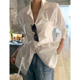 Aiertu Elegant White Shirts Women Fashion Streetwear Bow Bandage Blouses Office Ladies Korean Patchwork Long Sleeve Casual Tops Aiertu