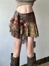 Aiertu - summer inspo American Retro Asymmetrical Women’s Mini Skirts Lace Stripes Plaid Leather Irregular Fashion Chic Design Short Dresses Aiertu