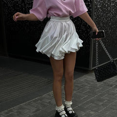 Aiertu - White Ruffle Mini Skirts Women's New A-line Irregular Cupcake Skirt Patchwork Elastic Waist Hot Girl Y2K Tutu Short Skirt Aiertu