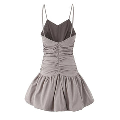 Aiertu - Summer 2025 Women Sexy Backless Ruched Sling Mini Dress Low Waist Fit And Flare Short Dresses Party Robe Aiertu