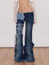 Aiertu - Vintage Blue Y2k Jeans Women High Street Wide Leg Denim Trousers Harajuku Retro Fashion Casual Hotweeet Jeans Aesthetic Aiertu