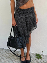 Aiertu - Vintage Polka Dot Print Midi Skirt Elegant Retro Low Rise Loose Irregular Skirts for Women Y2k Aesthetic Clothing Summer Aiertu