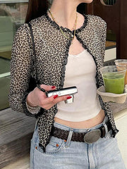 Aiertu -Leopard Lace Long Sleeve Cardigan aiertu
