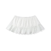 Aiertu - 2025 Women Floral Embroidery Sexy Low Waist A-line Mini White Skirt Sweet Girl Cotton Holiday Summer Skirts Aiertu
