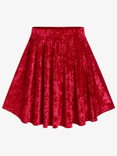 Aiertu - Plus Size Velvet Mini A Line Skirt Ladies Christmas Skirts Red Fashion Bottoms Xmas Skirt Aiertu