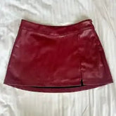 Aiertu - Y2K New Fashion Red Faux Leather Mini Skirt Harajuku Hot Girl Clothing Goth Low Waist Slim Hip Skirt Womens Elastic Kawaii Skirt Aiertu