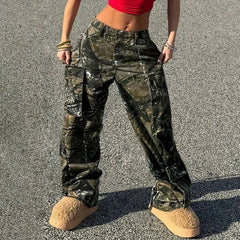 Aiertu - Y2K Fashion Camouflage Pants Women Autumn Vintage Harajuku Straight Trousers Grunge Style Joggers Streetwear Outfits Aiertu