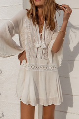 Aiertu -Sexy Vacation Lace Fringed Trim Swimwears Cover Up aiertu