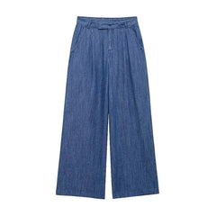Aiertu - Elegant Women's Baggy Jeans Fashion High Waist Pocket Wide Leg Female Trouser 2025 Spring Lady Casual All-match Denim Pant New Aiertu