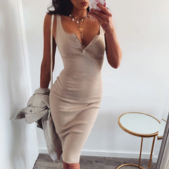 Aiertu - Sling U-neck sexy hip dress Aiertu