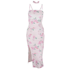 Aiertu - Lace Up Floral Long Maxi Dress Aiertu