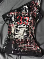 Aiertu - Streetwear One Shoulder Summer Tanks Y2k Aesthetic Women Vintage Slim Fit Tank Top Harajuku Casual Grunge Printing Crop Vest Aiertu