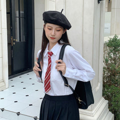 Aiertu Japanese Women Solid White Shirts Spring Jk Preppy Style Long Sleeve Student Blouse Fashion Button Female Pocket Tops New Aiertu