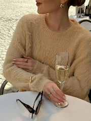 Aiertu - Autumn Solid Color Knitted Pullover Sweater Women Round Neck Long Sleeve Sweaters Female Casual Fashion Simple Jumpers 2026 New Aiertu