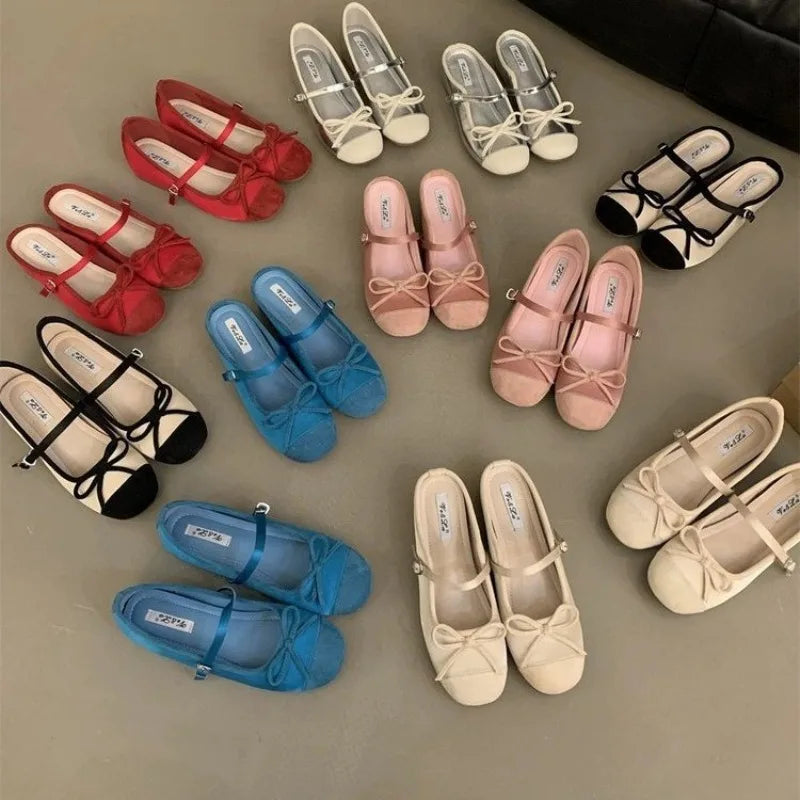 Aiertu - Women's Bow Toe Half Slippers Summer Non-Slip Inner Heightening Mary Jane Shoes for Women Soft Soled Breathable Sandals Slippers Aiertu