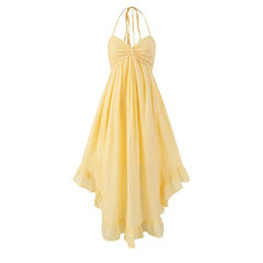 Aiertu - French Vacation Style V-neck Beach Long Dress Design Niche SeasideTtourism Sexy Suspender Dress For Women In Summer Aiertu