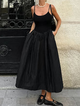Aiertu - Black Elegant Suspender Long Dress Women Summer U Collar Sleeveless A-line Vestidos Vintage Fashion Simple Backless Midi Dresses Aiertu
