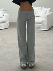 Aiertu - summer inspo Gray Drawstring Waist Casual Sweatpants Women Solid Simple Basic Minimalist Fitness Joggers Straight Pants Aiertu