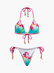 Aiertu Floral Print Beaded Bikini Set shopify