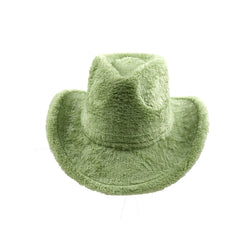 Aiertu - Fedora Hat Emerald Green Plush Cowboy Hat Material New Jazz Hat European and American Fashion Hat Big Brim Hat Aiertu