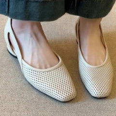 Aiertu - Shallow-mouthed Square Toe French Anti-slip Low-heeled Sandals, Summer Bag Toe Retro Style, Breathable Soft-soled Casual Shoes Aiertu