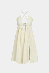 Aiertu Backless V-neck Slit Midi Dress Aiertu