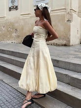Aiertu - Elegant A-line Long Flower Bud Dress Women Evening High Waist Backless Sleeveless Tube Dresses 2025 Summer Gown Solid Vestidos Aiertu