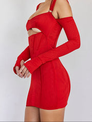 Aiertu Sexy Hollow Out Backless Mini Dress For Women Elegant Spaghetti Strap Bodycon Party Short Dresses Vestido Clubwear Aiertu
